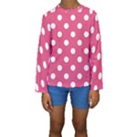Polka Dots - White on Dark Pink Kid s Long Sleeve Swimwear