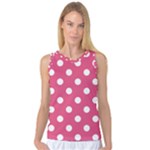Polka Dots - White on Dark Pink Women s Basketball Tank Top