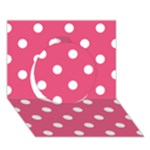 Polka Dots - White on Dark Pink Circle 3D Greeting Card (7x5)