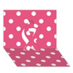 Polka Dots - White on Dark Pink Ribbon 3D Greeting Card (7x5)
