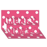 Polka Dots - White on Dark Pink Merry Xmas 3D Greeting Card (8x4)