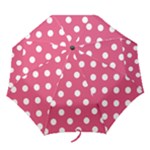 Polka Dots - White on Dark Pink Folding Umbrella