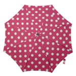 Polka Dots - White on Dark Pink Hook Handle Umbrella (Small)