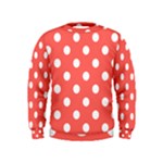 Polka Dots - White on Pastel Red Kid s Sweatshirt