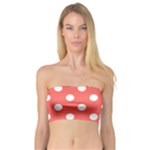 Polka Dots - White on Pastel Red Bandeau Top