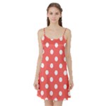 Polka Dots - White on Pastel Red Satin Night Slip