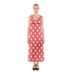 Polka Dots - White on Pastel Red Full Print Maxi Dress