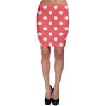 Polka Dots - White on Pastel Red Bodycon Skirt