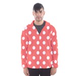 Polka Dots - White on Pastel Red Hooded Wind Breaker (Men)