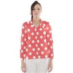 Polka Dots - White on Pastel Red Wind Breaker (Women)