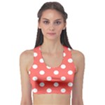Polka Dots - White on Pastel Red Women s Sports Bra