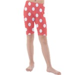 Polka Dots - White on Pastel Red Kid s Mid Length Swim Shorts