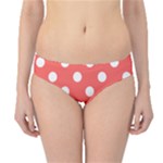 Polka Dots - White on Pastel Red Hipster Bikini Bottoms