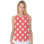 Polka Dots - White on Pastel Red Women s Basketball Tank Top