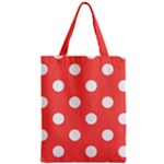 Polka Dots - White on Pastel Red Zipper Classic Tote Bag