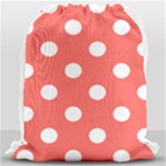 Polka Dots - White on Pastel Red Drawstring Bag (Large)