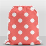 Polka Dots - White on Pastel Red Drawstring Bag (Small)