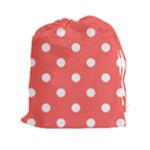 Polka Dots - White on Pastel Red Drawstring Pouch (XXl)