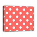 Polka Dots - White on Pastel Red Deluxe Canvas 20  x 16  (Stretched)