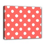 Polka Dots - White on Pastel Red Deluxe Canvas 24  x 20  (Stretched)
