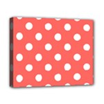 Polka Dots - White on Pastel Red Canvas 10  x 8  (Stretched)