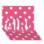 Polka Dots - White on Dark Pink GIRL 3D Greeting Card (7x5)