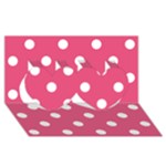 Polka Dots - White on Dark Pink Twin Hearts 3D Greeting Card (8x4)