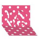 Polka Dots - White on Dark Pink LOVE 3D Greeting Card (7x5)