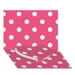 Polka Dots - White on Dark Pink Heart Bottom 3D Greeting Card (7x5)