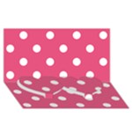 Polka Dots - White on Dark Pink Twin Heart Bottom 3D Greeting Card (8x4)