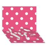 Polka Dots - White on Dark Pink LOVE Bottom 3D Greeting Card (7x5)