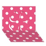 Polka Dots - White on Dark Pink Clover 3D Greeting Card (7x5)