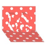 Polka Dots - White on Pastel Red LOVE 3D Greeting Card (7x5)