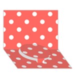 Polka Dots - White on Pastel Red Circle Bottom 3D Greeting Card (7x5)