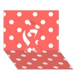 Polka Dots - White on Pastel Red Ribbon 3D Greeting Card (7x5)