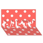 Polka Dots - White on Pastel Red PARTY 3D Greeting Card (8x4)