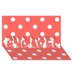 Polka Dots - White on Pastel Red ENGAGED 3D Greeting Card (8x4)