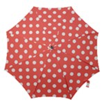 Polka Dots - White on Pastel Red Hook Handle Umbrella (Large)