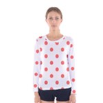Polka Dots - Pastel Red on White Women s Long Sleeve T-shirt