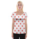 Polka Dots - Pastel Red on White Women s Cap Sleeve Top
