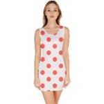 Polka Dots - Pastel Red on White Bodycon Dress