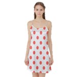 Polka Dots - Pastel Red on White Satin Night Slip