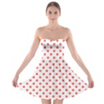 Polka Dots - Pastel Red on White Strapless Bra Top Dress