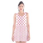 Polka Dots - Pastel Red on White Scoop Neck Skater Dress