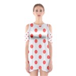 Polka Dots - Pastel Red on White Women s Cutout Shoulder Dress
