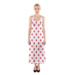 Polka Dots - Pastel Red on White Full Print Maxi Dress