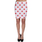 Polka Dots - Pastel Red on White Bodycon Skirt