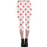 Polka Dots - Pastel Red on White Capri Leggings