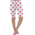 Polka Dots - Pastel Red on White Cropped Leggings
