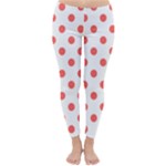 Polka Dots - Pastel Red on White Winter Leggings